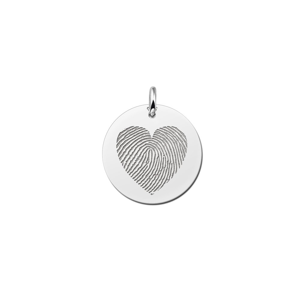 Moederdag Sieraden | Ronde Hanger met Hartvormige Vingerafdruk van Zilver