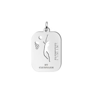 Zilveren basketbal sporthanger met naam en datum | 925 sterling zilver