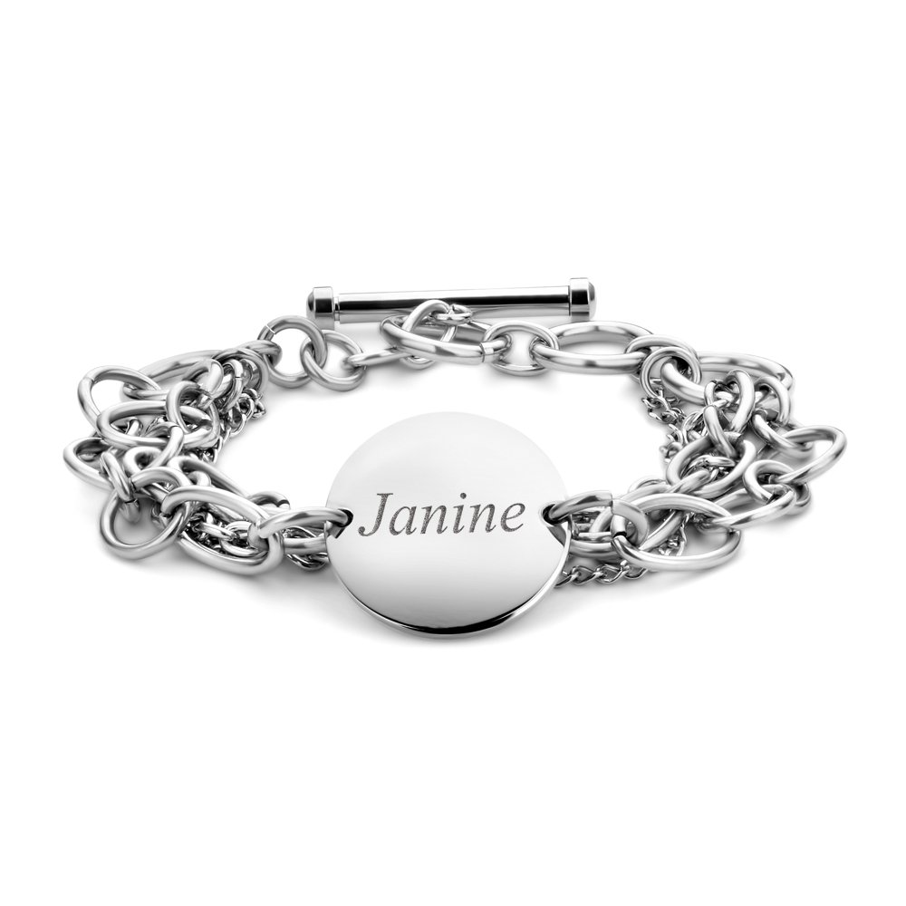 Stalen Armband met Ronde Hanger en Naam | Names4ever