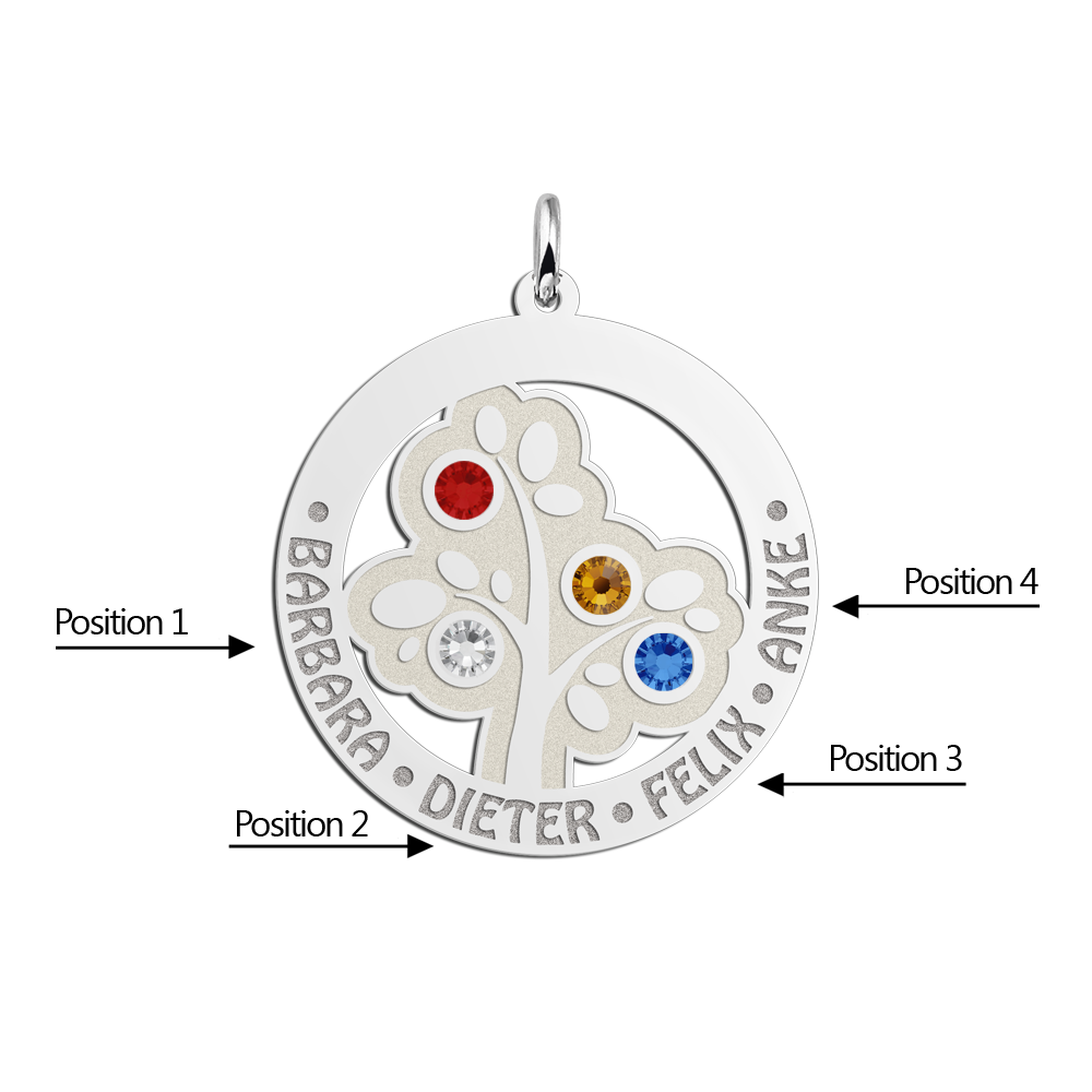 Moederdag Sieraad | Stamboom Hanger met geboortesteen / Zilver Names4ever