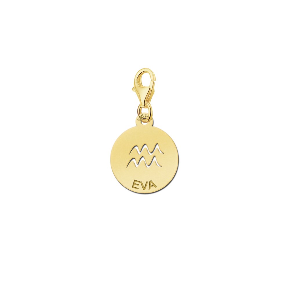 Names4ever Zodiac-Bedel Waterman in massief goud GBS011