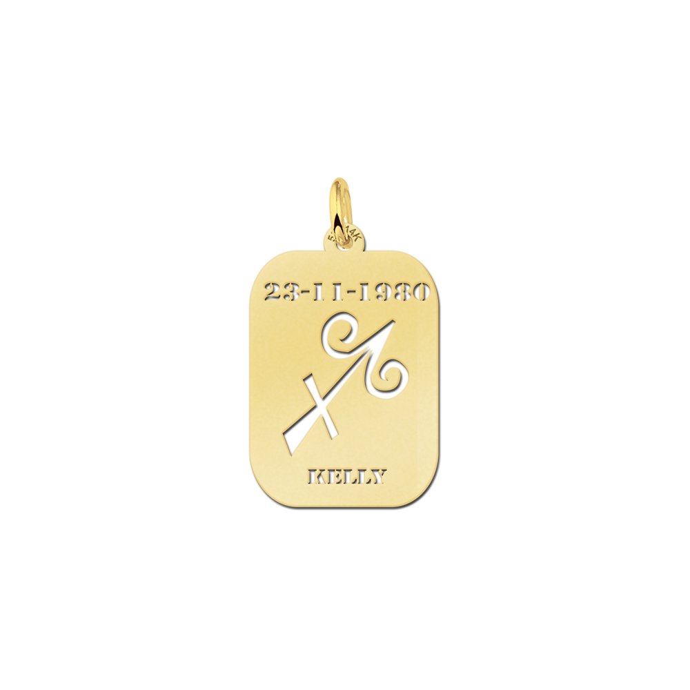 Names4ever Astrologie Boogschutter Goud Hanger GHS009