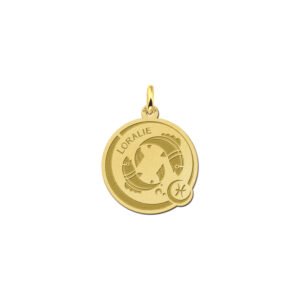 Sterrenbeeld hanger vissen met gravure van goud - Names4ever