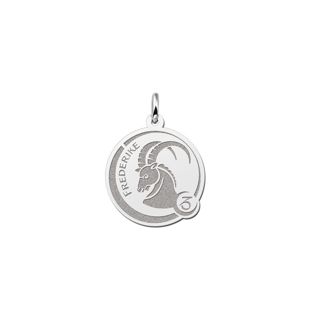 Sterrenbeeld ketting met gravure steenbok van zilver - Names4ever