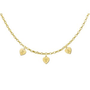 Goudkleurige Naamketting met Hartjes Letters van Zilver | Names4ever
