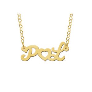 Vergulde naamketting initialen met hart - Names4ever