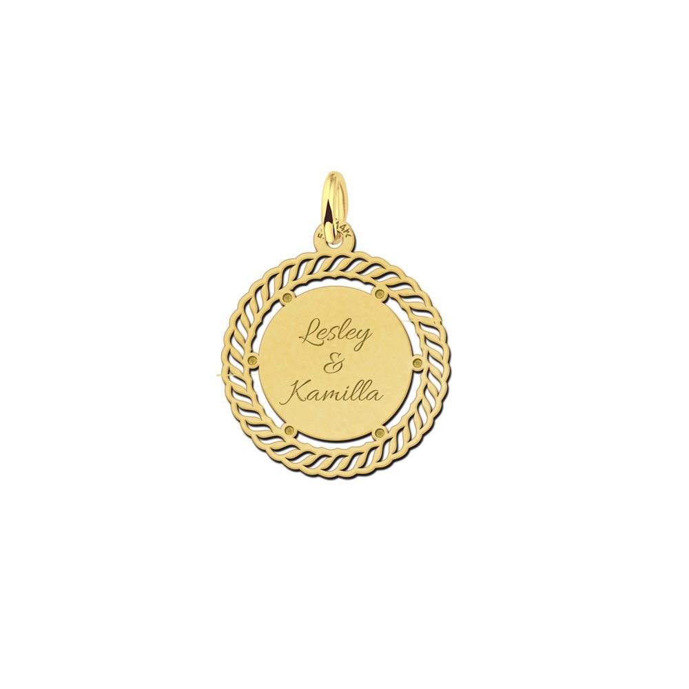 Vintage hanger met sierlijke rand en gravure in goud - Names4ever