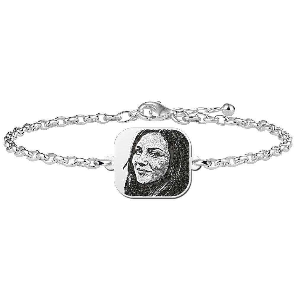 Zilveren Schakelarmband met Fotogravure Plaatje