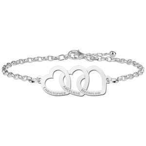Kerst Sieraden | Armband met Drie Opengewerkte Hartjes van Zilver