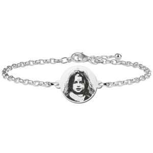 Zilveren Schakelarmband met Rond Fotogravure Plaatje
