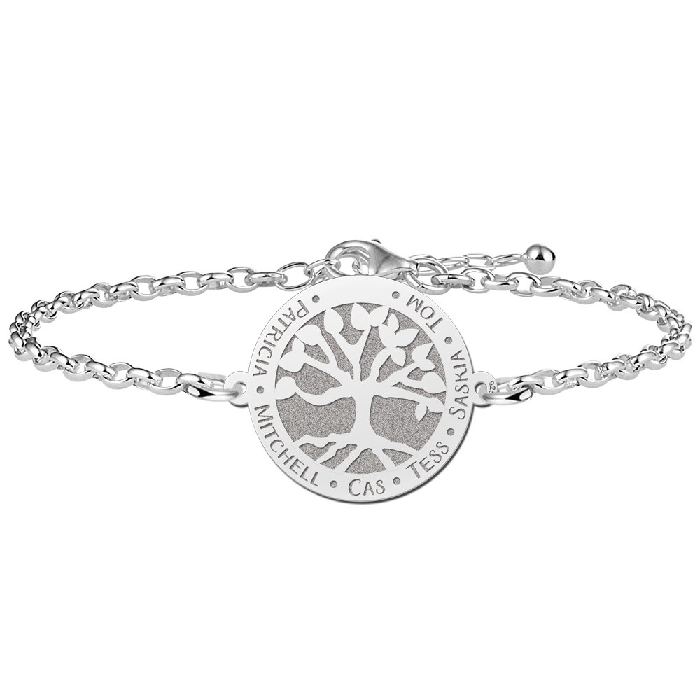 Zilveren Armband met Ronde Levensboom Naamhanger > Names4ever