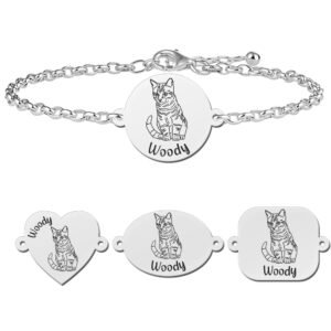 Zilveren armband met kat portret Europese korthaar - Names4ever
