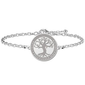 Zilveren Armband met Ronde Decoratieve Levensboom Naamhanger > Names4ever