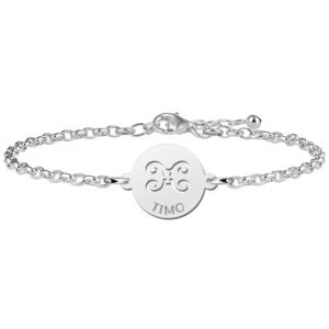 Zilveren Armband met Ronde Tweeling Sterrenbeeld Naamhanger > Names4ever