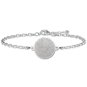 Zilveren Schakelarmband met Rond Vingerafdruk Plaatje