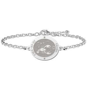 Zilveren Armband met Ovaalvormige Kreeft Sterrenbeeld Naamhanger > Names4ever