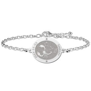 Zilveren Armband met Ovaalvormige Schorpioen Sterrenbeeld Naamhanger > Names4ever