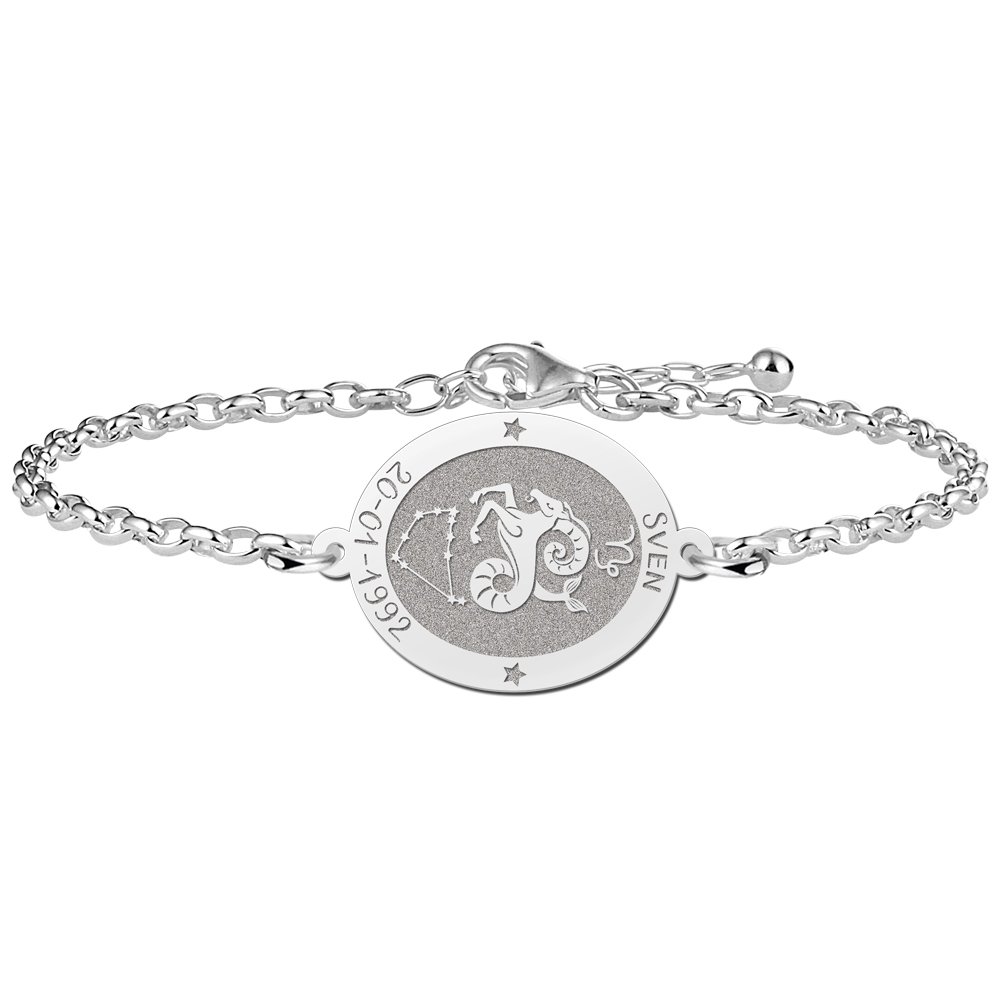 Zilveren armband sterrenbeeld ovaal Steenbok - Names4ever