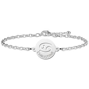 Zilveren Armband met Ronde Kreeft Sterrenbeeld Naamhanger > Names4ever