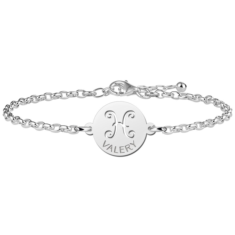 Zilveren Armband met Ronde Vissen Sterrenbeeld Naamhanger > Names4ever