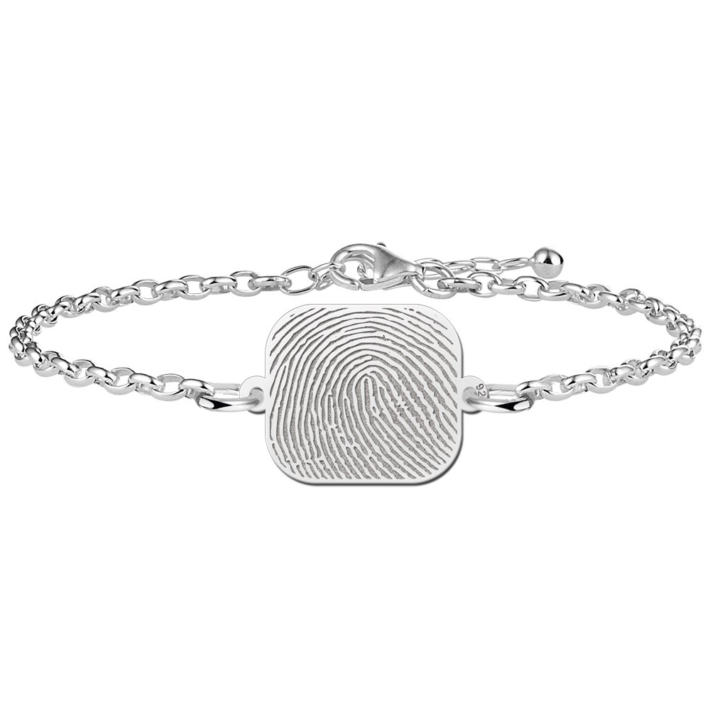 Zilveren Schakelarmband met Vingerafdruk Plaatje