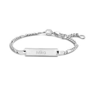 Zilveren Baby armband met naamgravure Figaro - Names4ever