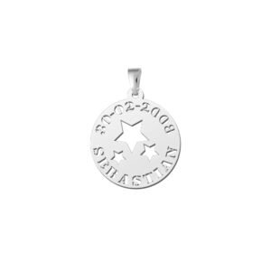 Names4ever Sterren Hanger van Zilver met Naam en Datum