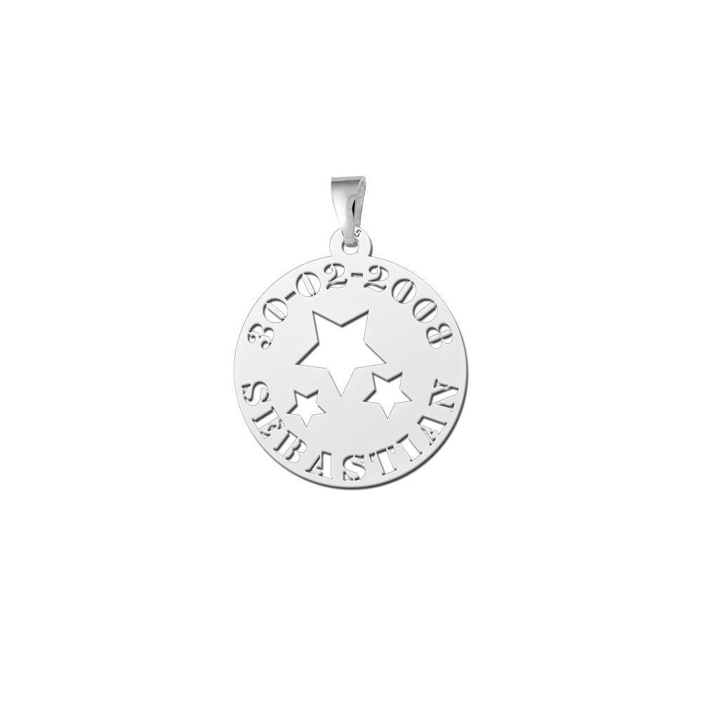 Names4ever Sterren Hanger van Zilver met Naam en Datum