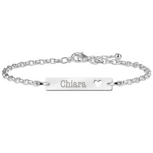 Chiara Bar Naamarmband van Zilver met Hartje > Names4ever