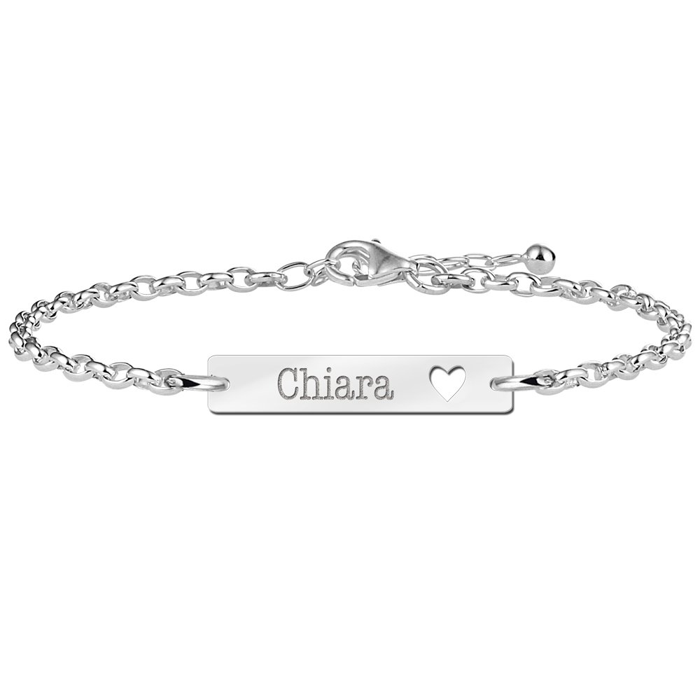 Chiara Bar Naamarmband van Zilver met Hartje > Names4ever