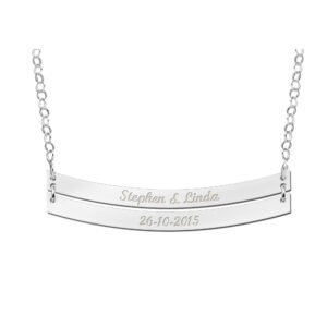 Dubbele Bar Naamketting van Zilver Names4ever ZNKB006