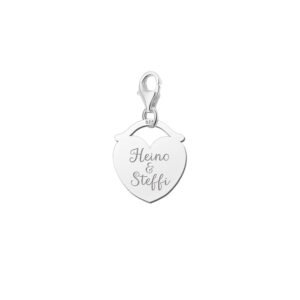 Names4ever Zilveren Hart Charm-bedel voor Twee Namen