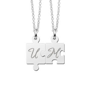 Zilveren breekhanger puzzelstukjes - Names4ever