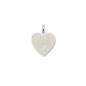 Names4ever Zilveren Communie Hart Hanger met Engeltje