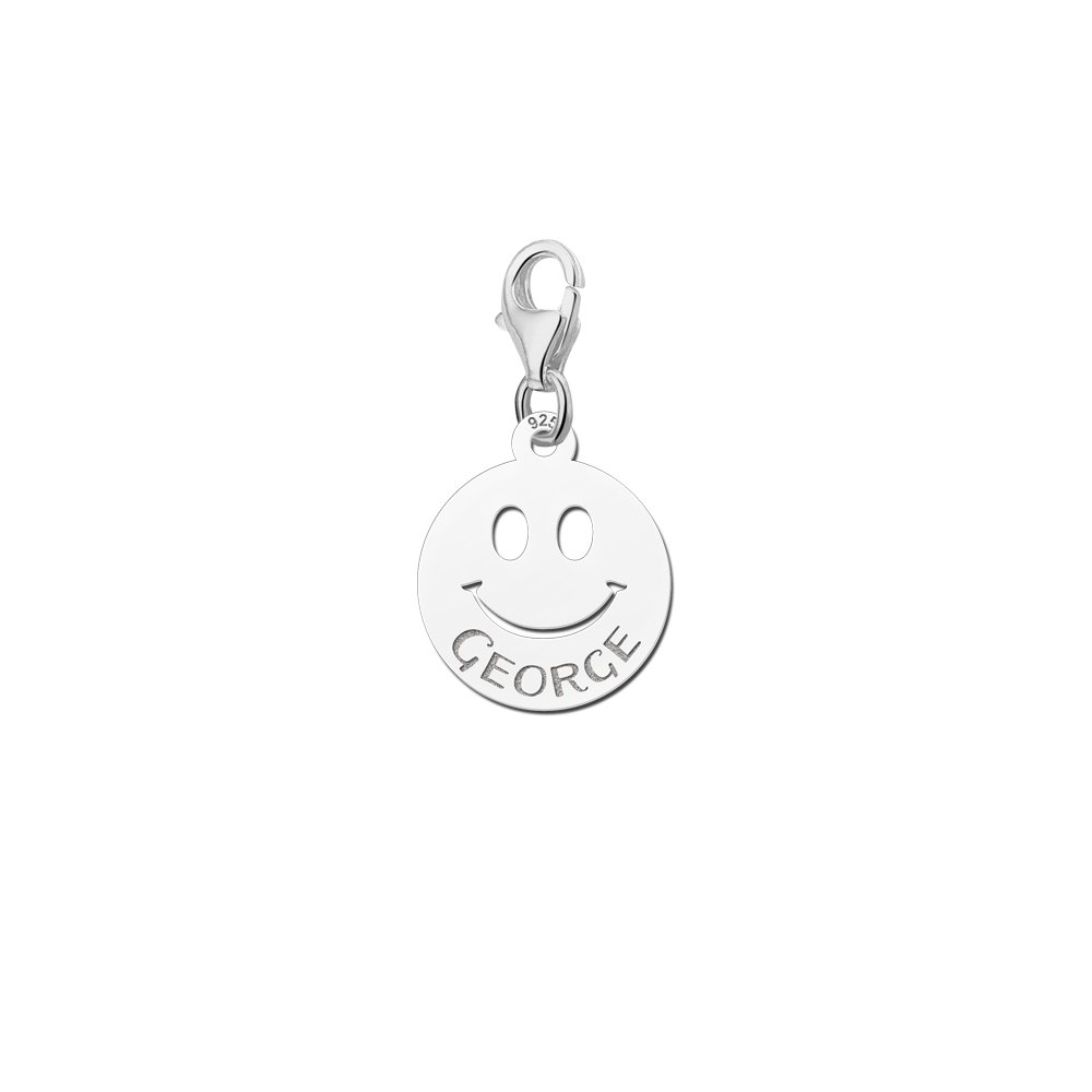 Names4ever Zilveren Smiley Bedel met Naam