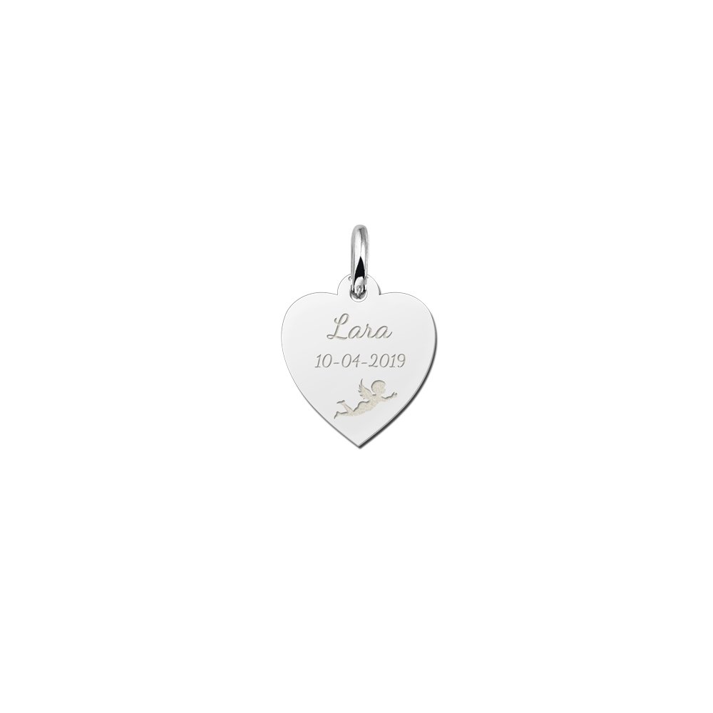 Names4ever Zilveren Hart Hanger met Engeltje