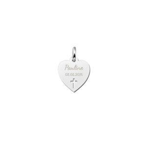 Names4ever Zilveren Hart met Kruis Communie Hanger