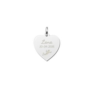 Zilveren Hart Hanger met Engeltje | Names4ever Communie