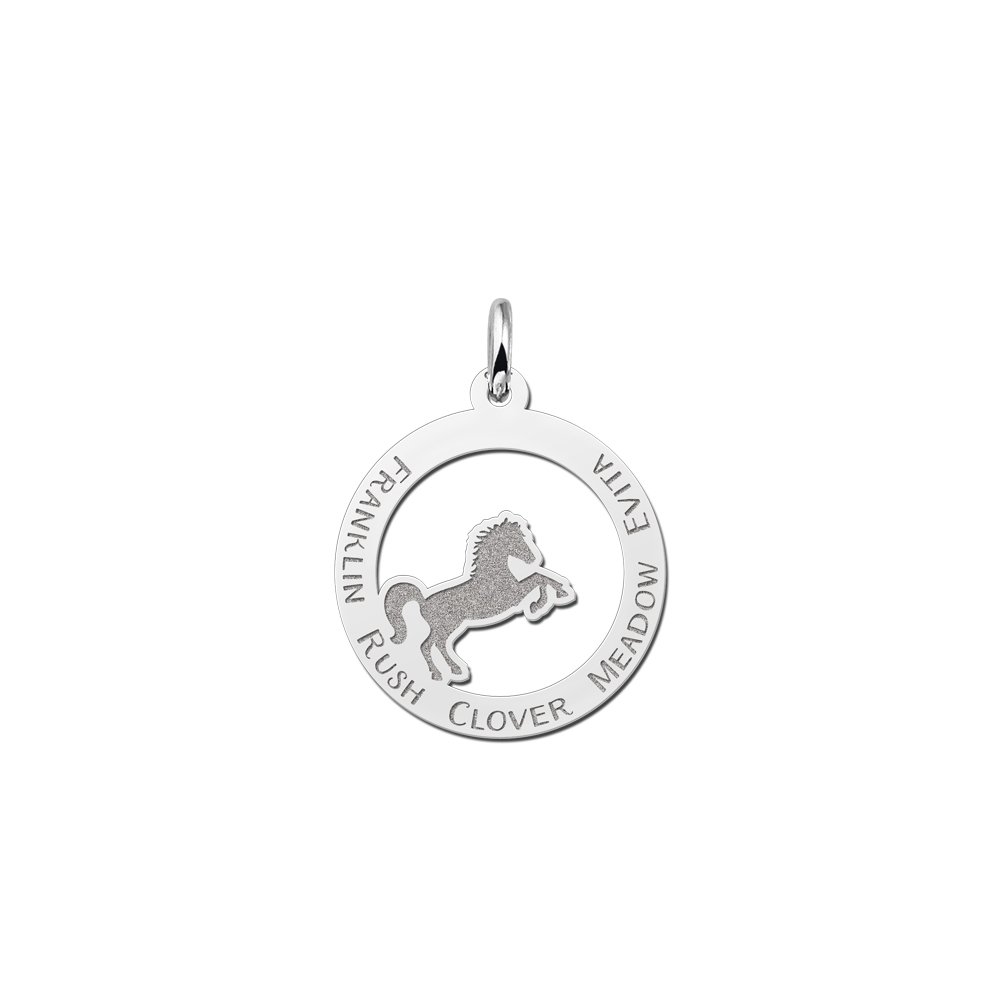 Zilveren dieren hanger paard met gravure - Names4ever