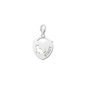 Names4ever Hart Charm-Naambedel met Poes ZNDB005