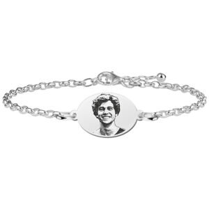 Zilveren Schakelarmband met Ovaal Fotogravure Plaatje