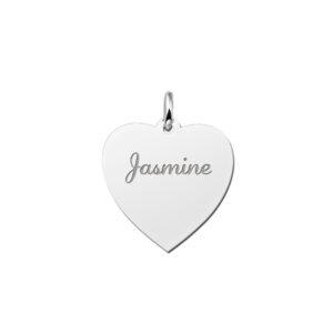 Zilveren graveerplaatje hart19 - Names4ever