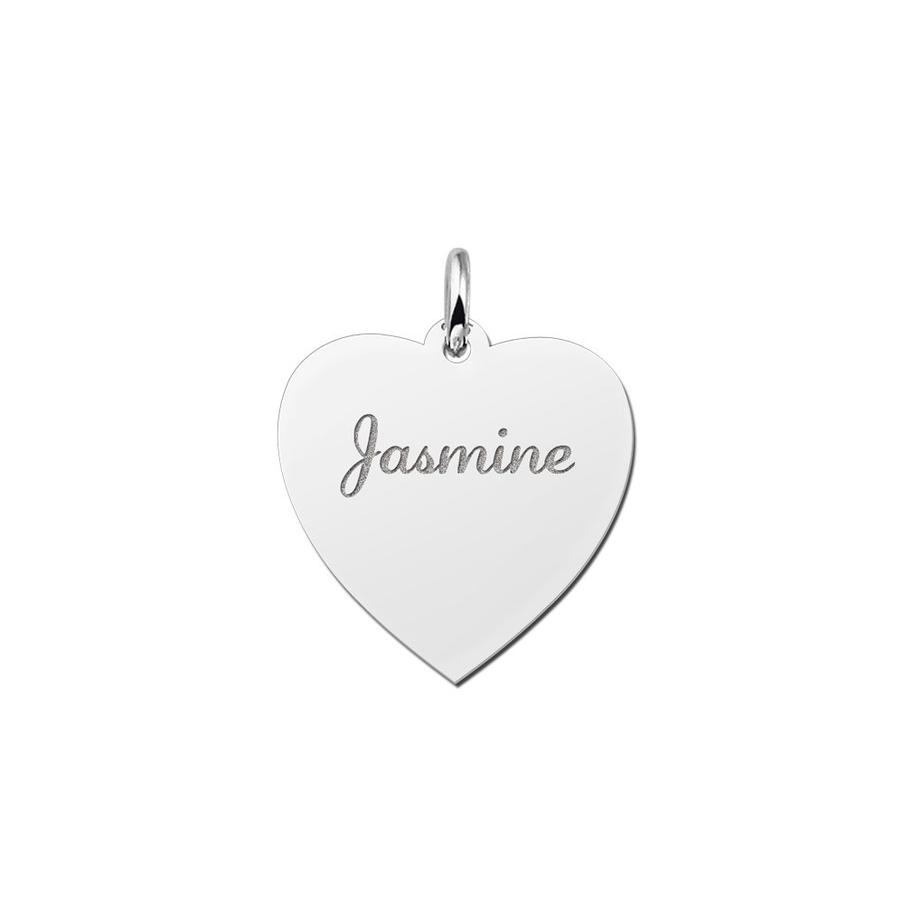 Zilveren graveerplaatje hart19 - Names4ever