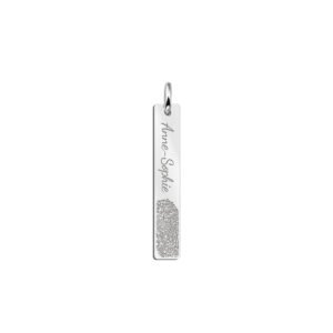 Names4ever Verticale Bar Ketting Hanger met Vingerafdruk en Tekstgravure