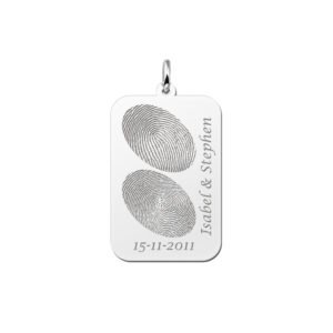Names4ever Zilveren Dog Tag Hanger met Vingerafdruk
