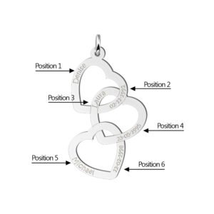 Names4ever Triple Hart Hanger van Zilver met Namen