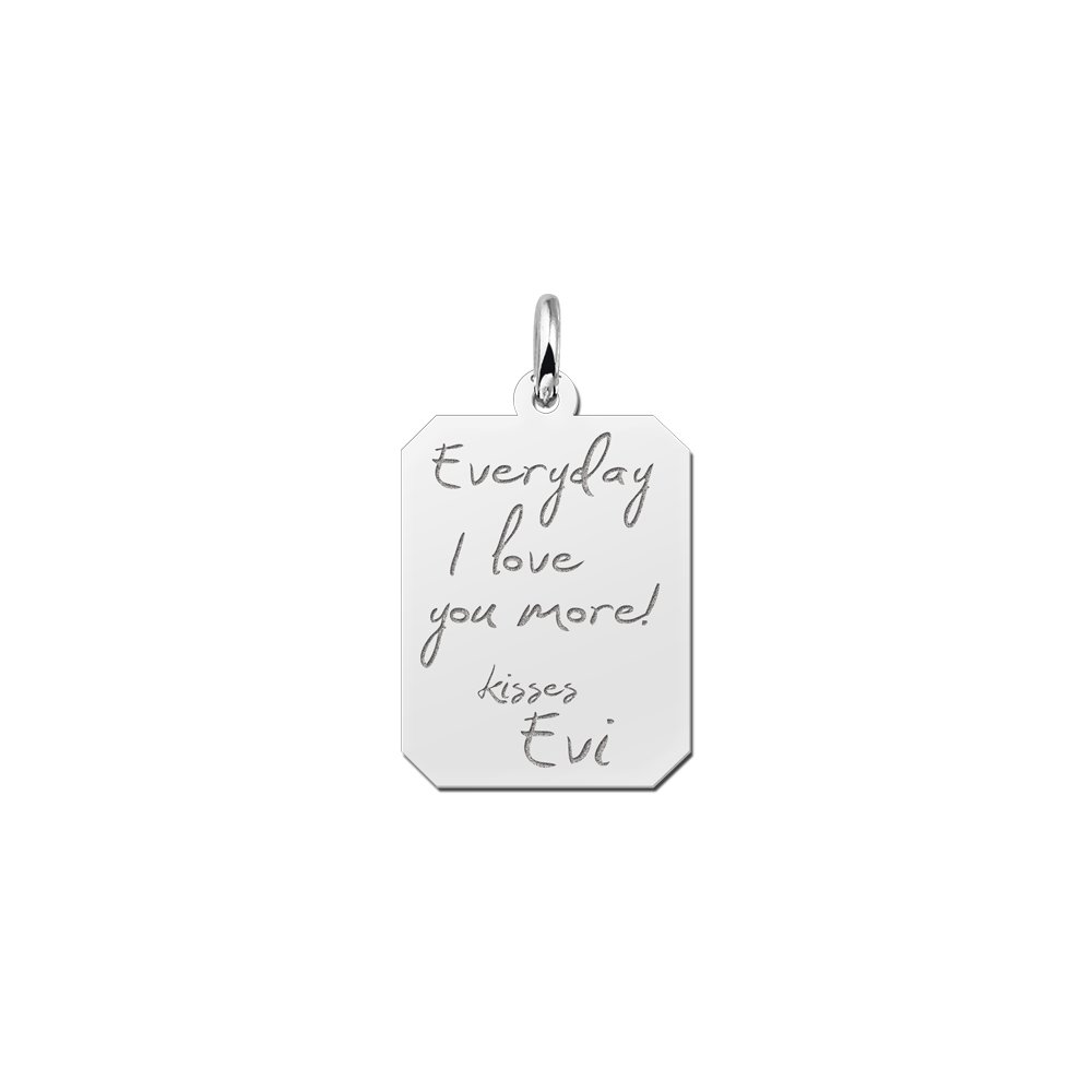 Names4ever Zilveren Rechthoek Graveer Hanger met eigen tekst