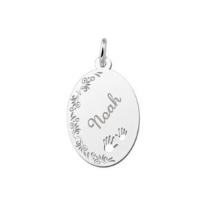 Zilveren hanger graveren met je kindjes naam - Names4ever