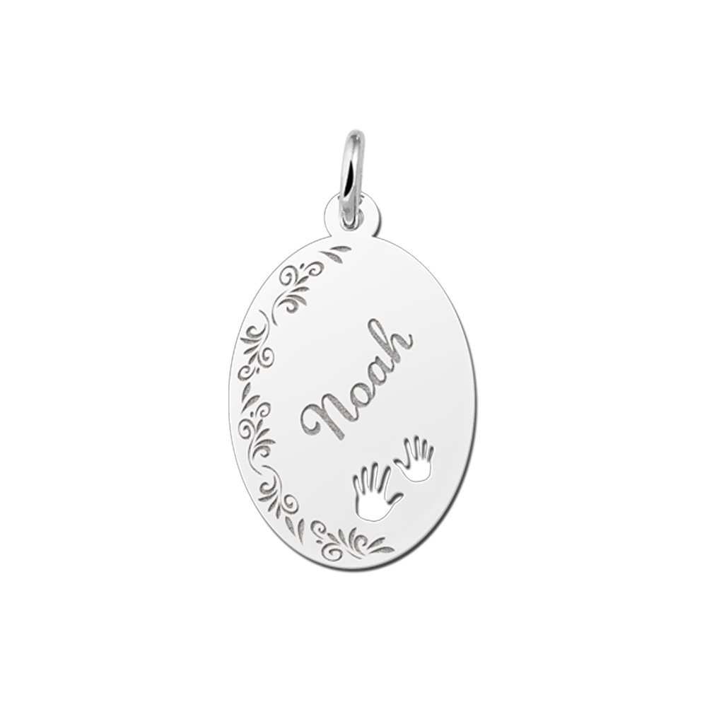 Zilveren hanger graveren met je kindjes naam - Names4ever