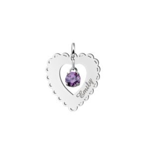 Zilveren naamhanger hart rand met zirkonia - Names4ever